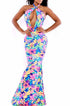 Blooming Floral Print Mermaid Maxi Dress